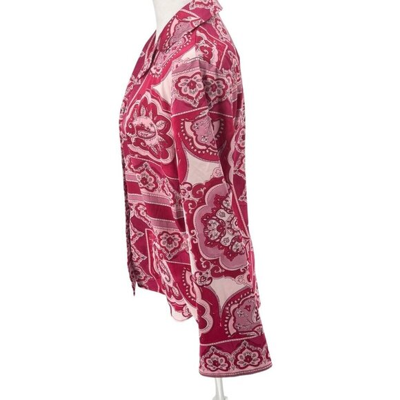 Cupcakes and Cashmere Blouse Gorgeous Pink Paisley Sz XS EUC preppy chic top - Picture 4 of 10